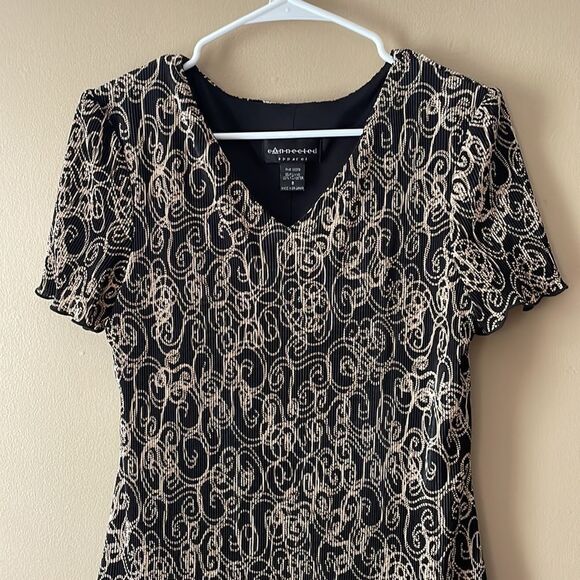 Connected Apparel Black & Gold Bodre Sheath Dress- Size 8 - Picture 4 of 10